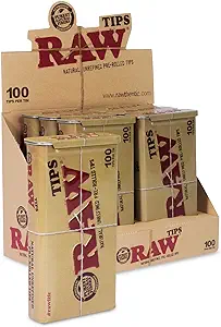 RAW Unrefined Pre-Rolled Perfecto Cone Tips 100 Tips Per pack