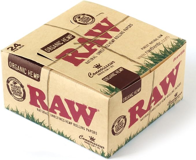 RAW CONNOISSEUR KING SIZE SLIM ORGANIC HEMP ROLLING PAPERS 24CT/BOX