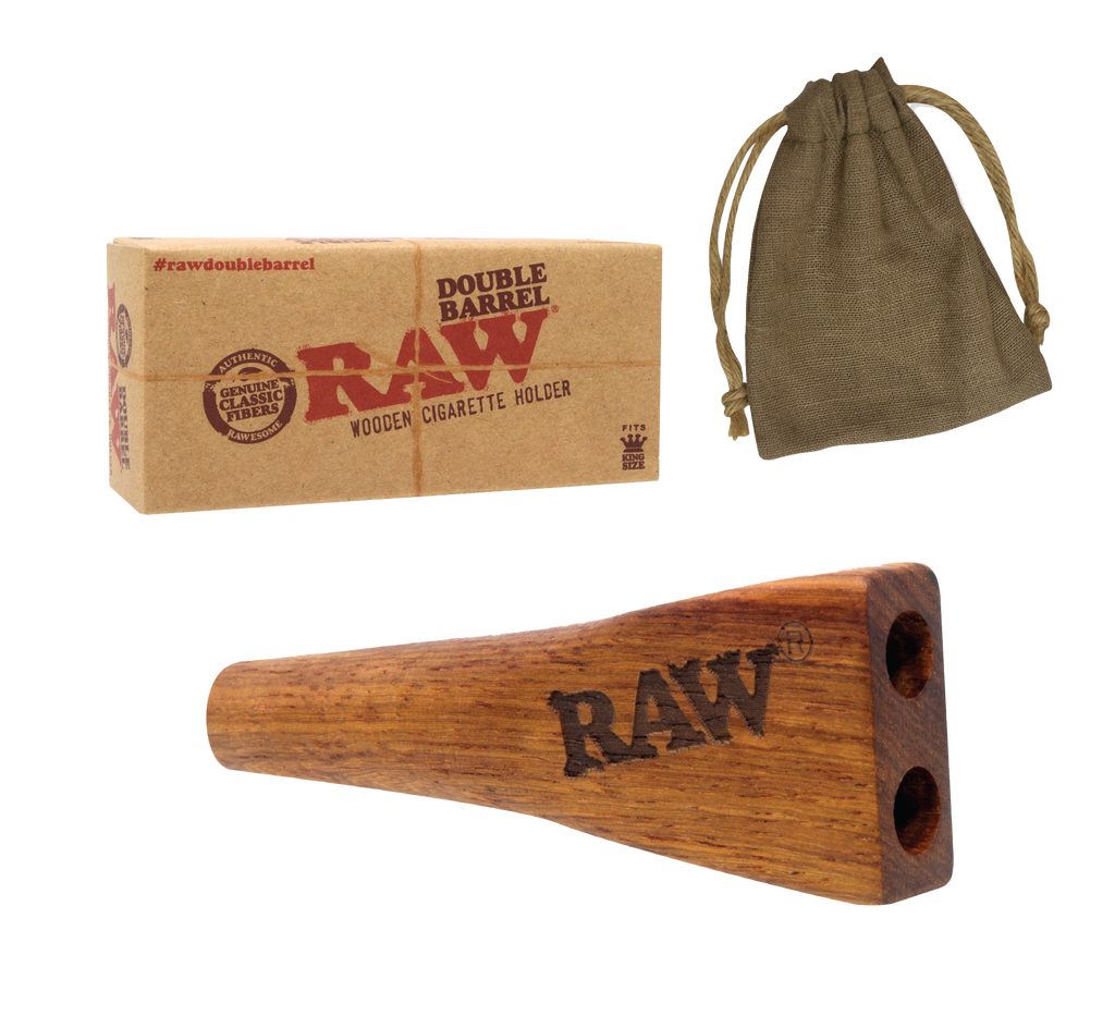 RAW Double Barrel Wooden Cigarette Holder 3.15"